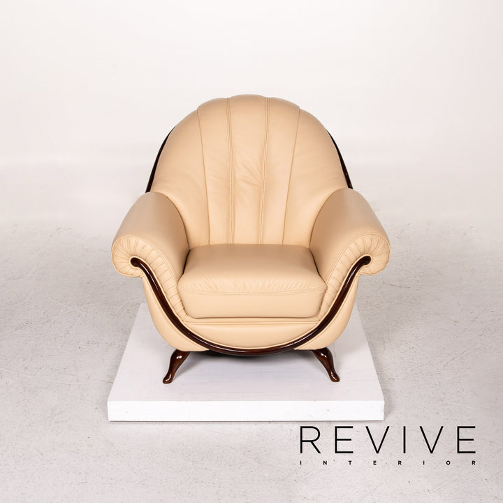 Fauteuil en cuir Nieri beige #13568