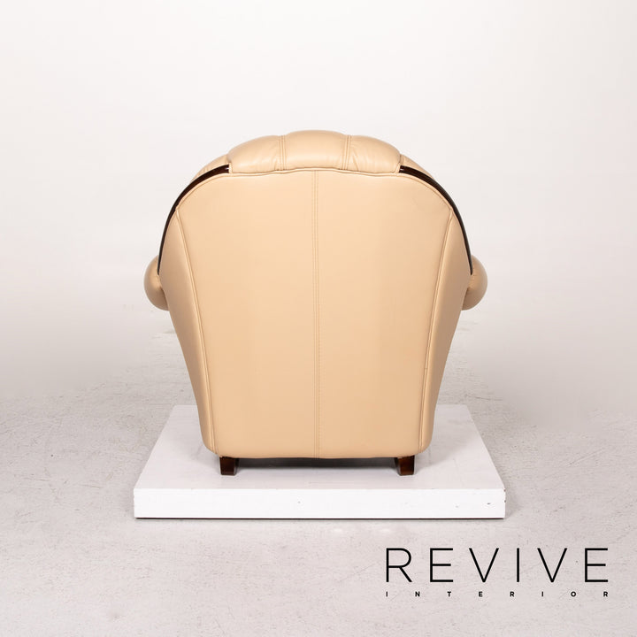 Fauteuil en cuir Nieri beige #13568
