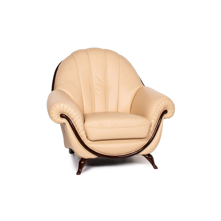 Fauteuil en cuir Nieri beige #13568