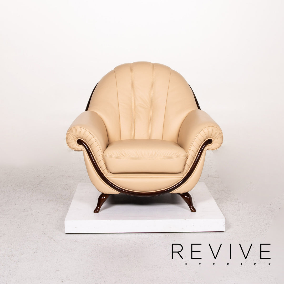 Fauteuil en cuir Nieri beige #13568