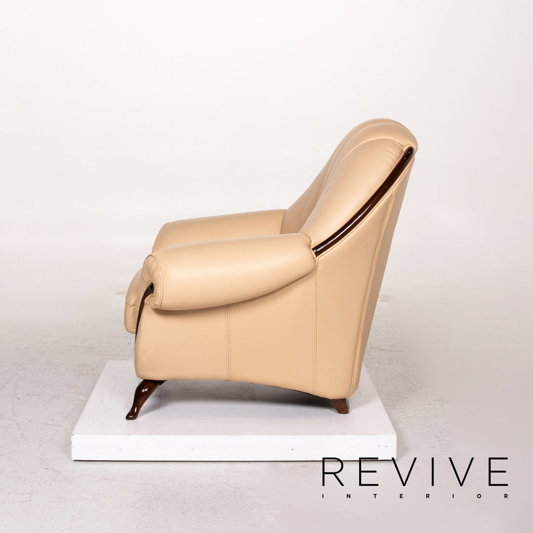 Fauteuil en cuir Nieri beige #13568