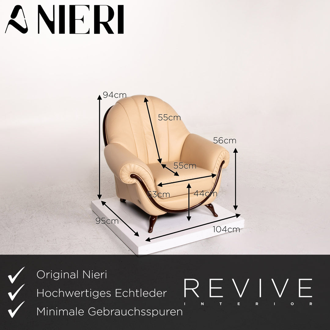 Fauteuil en cuir Nieri beige #13568