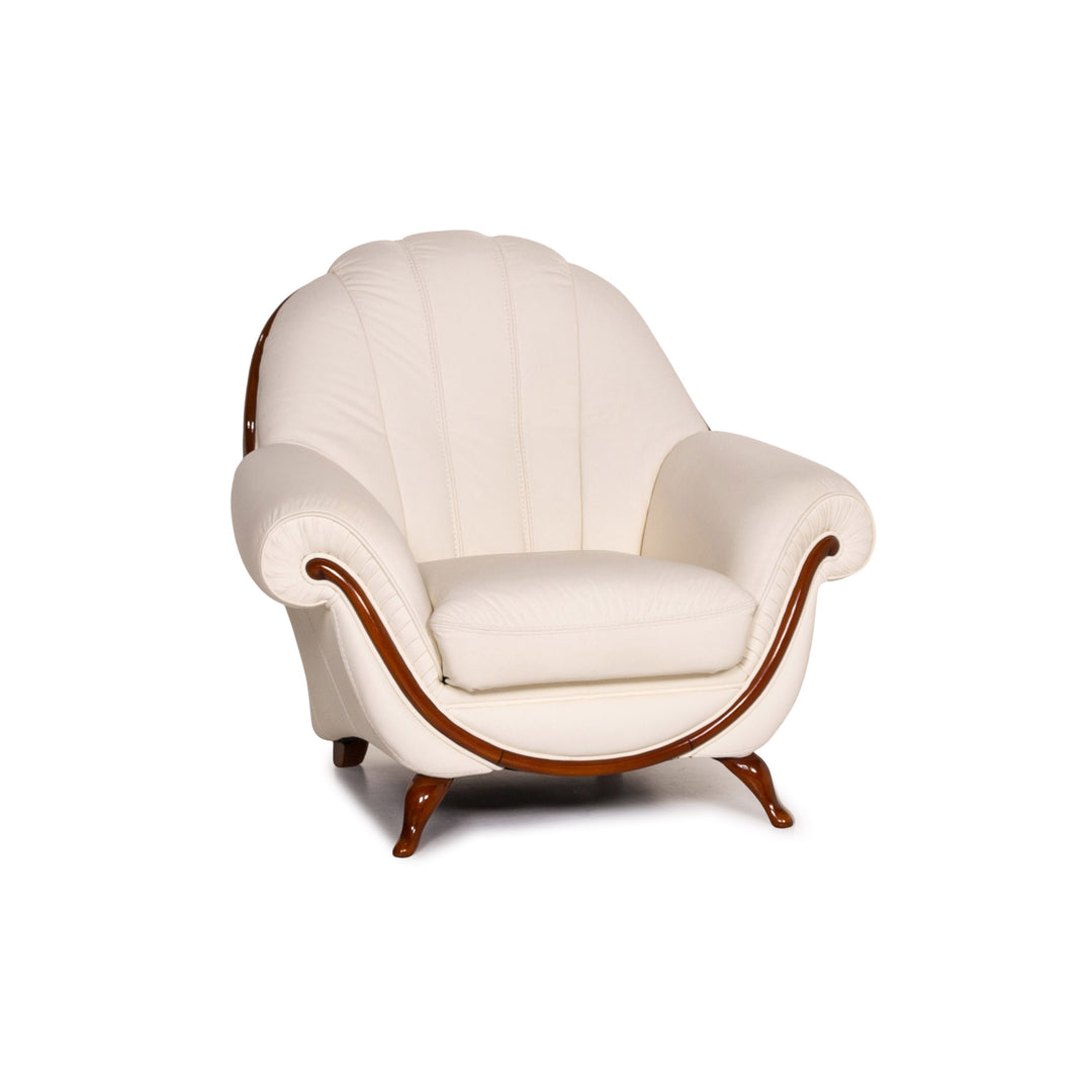 Fauteuil en cuir Nieri crème #14831