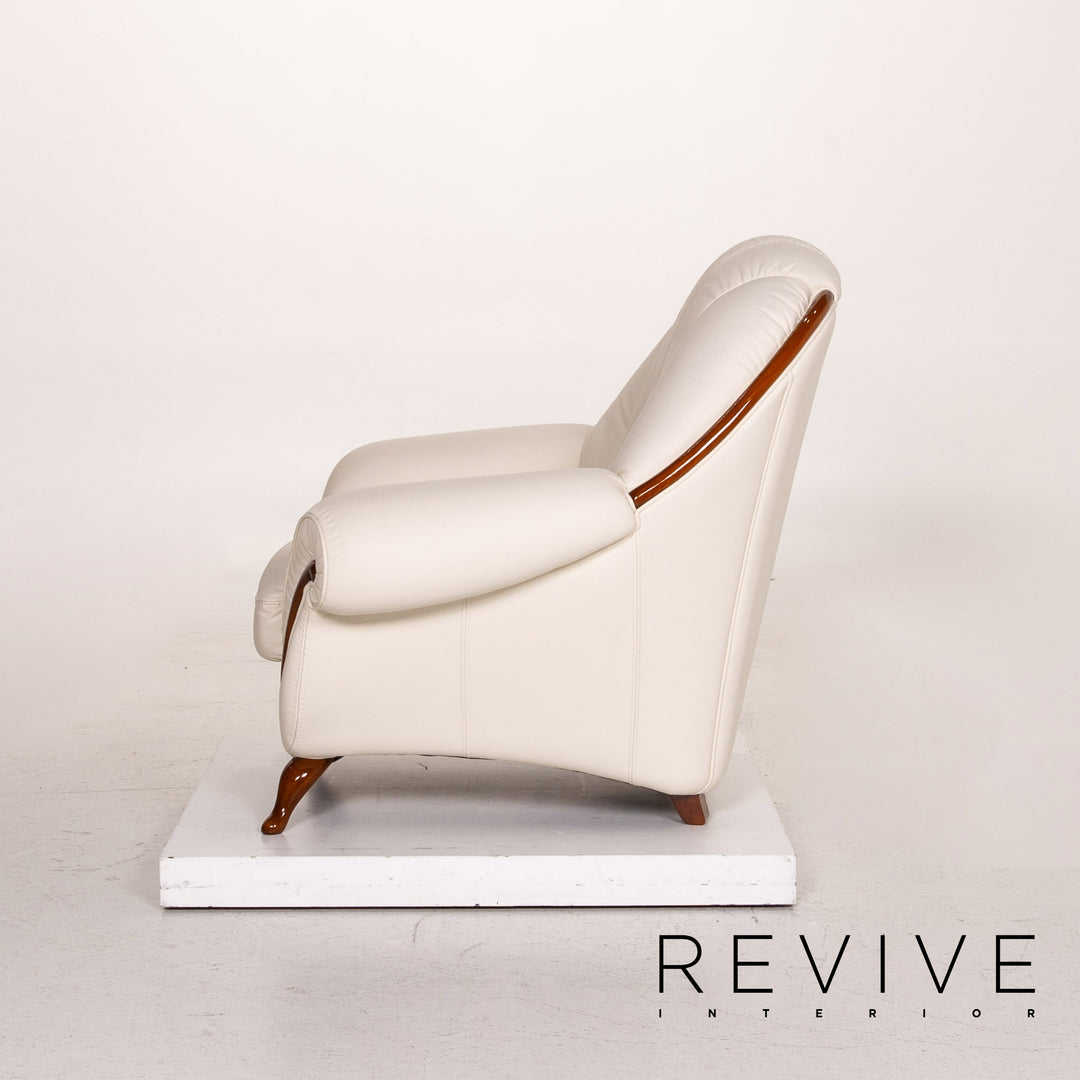 Fauteuil en cuir Nieri crème #14831