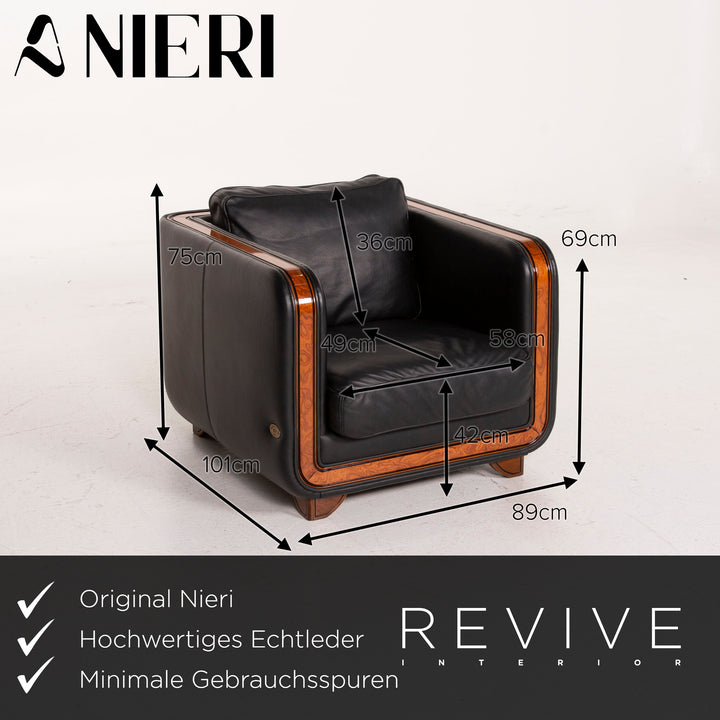 Nieri Leder Sessel Schwarz #14879