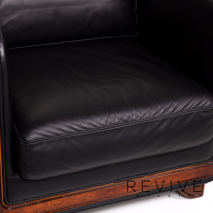 Nieri Leder Sessel Schwarz Holz #14815