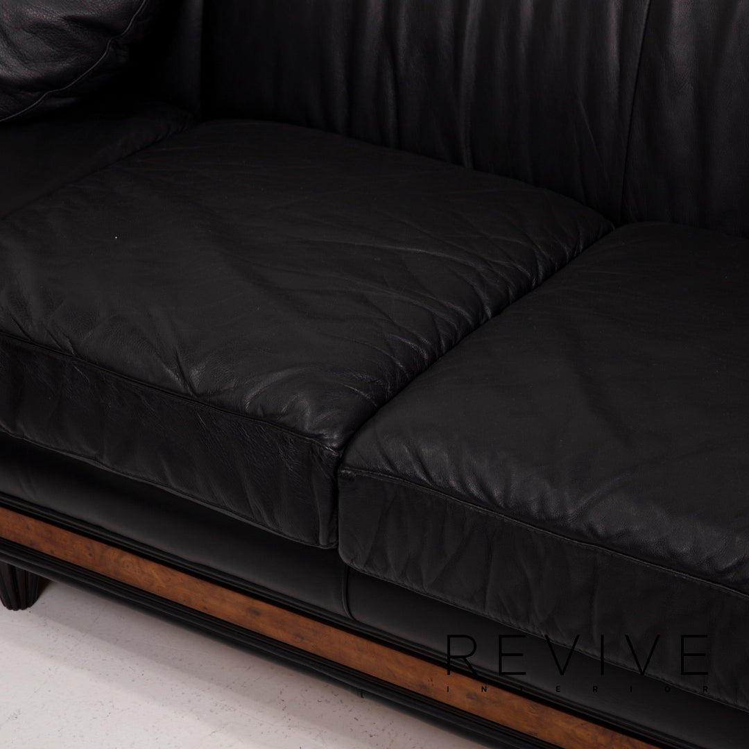 Nieri Leder Sofa Garnitur Schwarz Ecksofa Sessel #15204