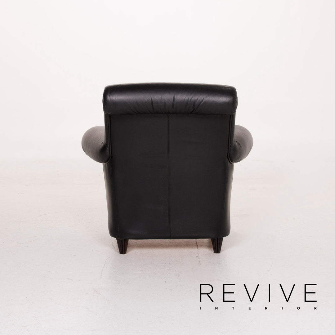 Nieri Leder Sofa Garnitur Schwarz Ecksofa Sessel #15204