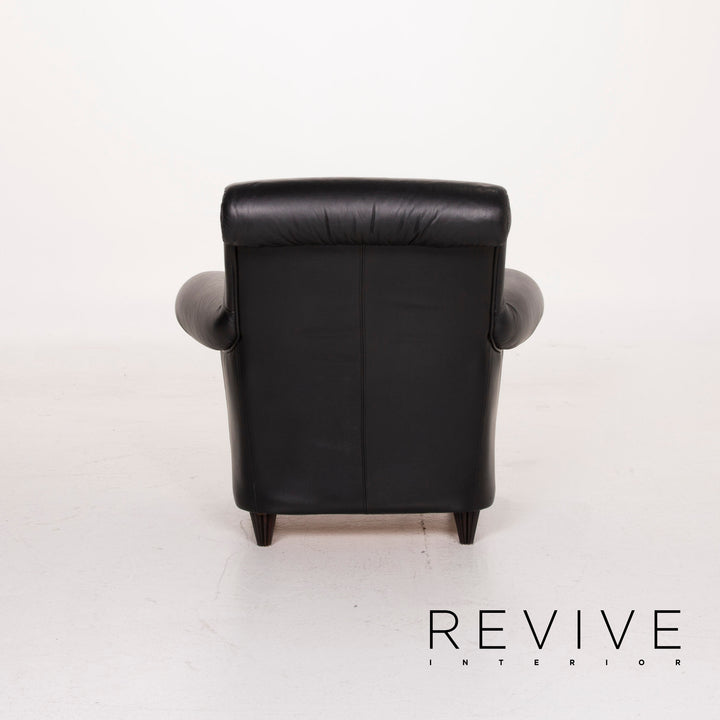 Nieri Leder Sofa Garnitur Schwarz Ecksofa Sessel #15204
