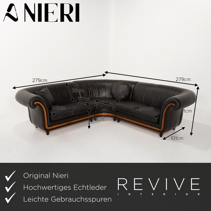 Nieri Leder Sofa Garnitur Schwarz Ecksofa Sessel #15204