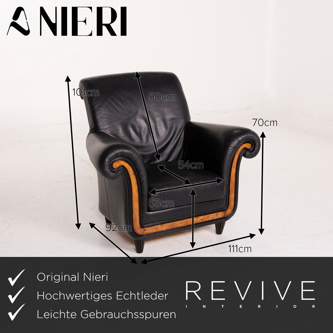 Nieri Leder Sofa Garnitur Schwarz Ecksofa Sessel #15204