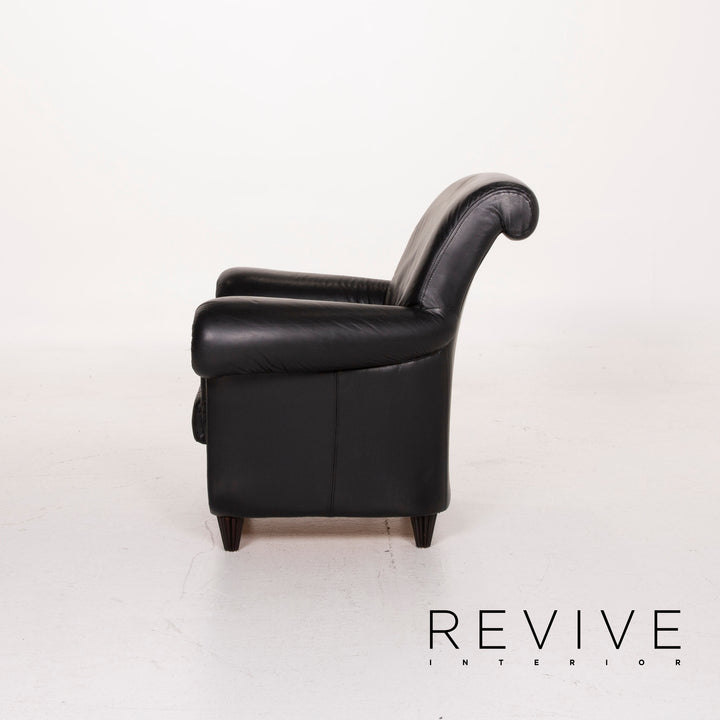 Nieri Leder Sofa Garnitur Schwarz Ecksofa Sessel #15204