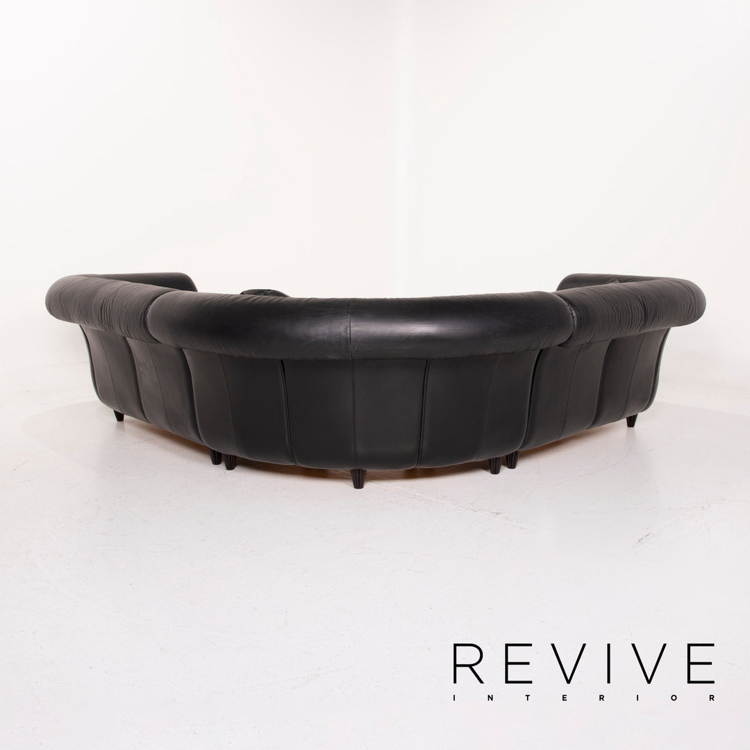 Nieri Leder Sofa Garnitur Schwarz Ecksofa Sessel #15204