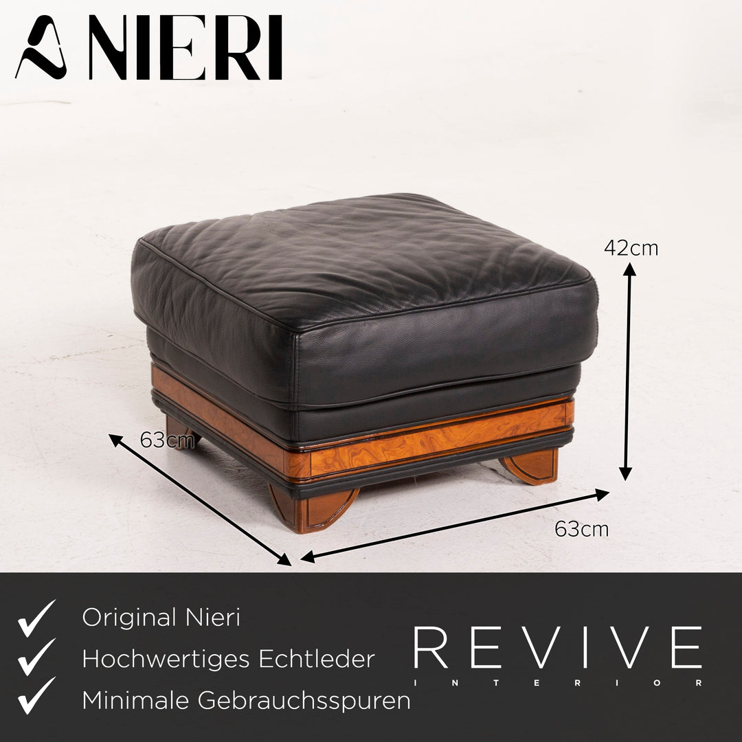 Nieri ensemble de canapé en cuir noir canapé d'angle fauteuil tabouret #15217
