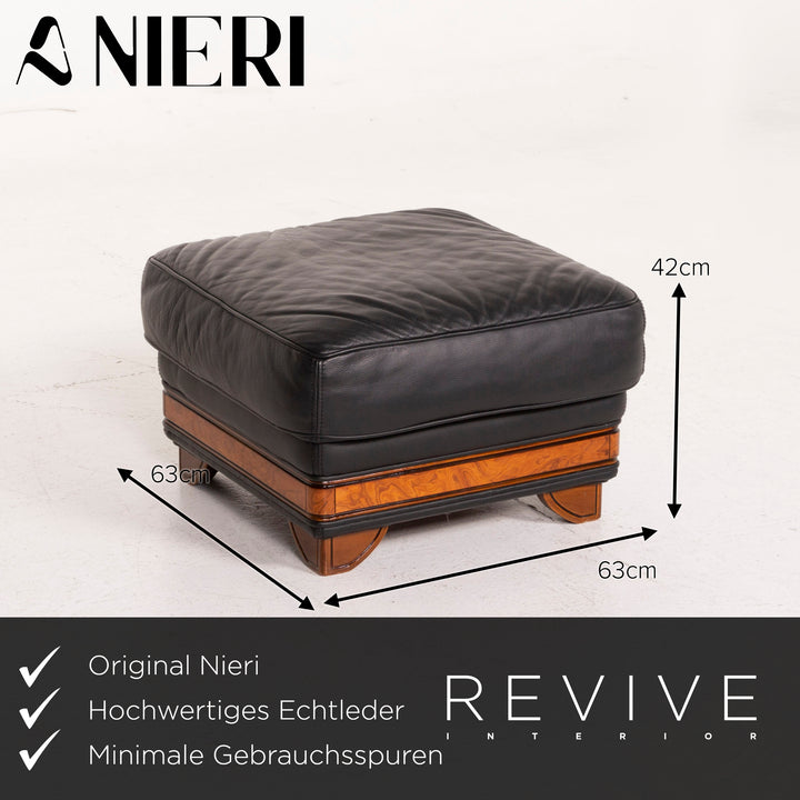Nieri ensemble de canapé en cuir noir canapé d'angle fauteuil tabouret #15217