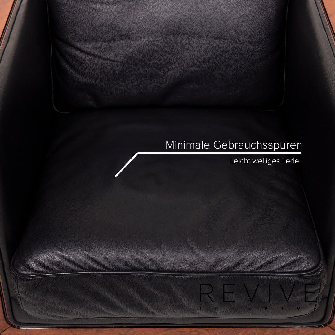 Nieri ensemble de canapé en cuir noir canapé d'angle fauteuil tabouret #15217