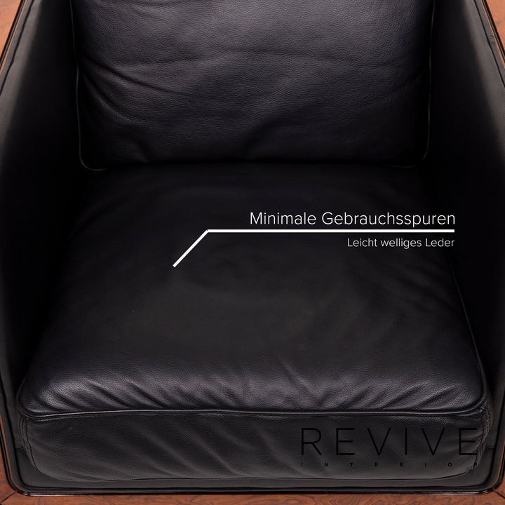 Nieri ensemble de canapé en cuir noir canapé d'angle fauteuil tabouret #15217