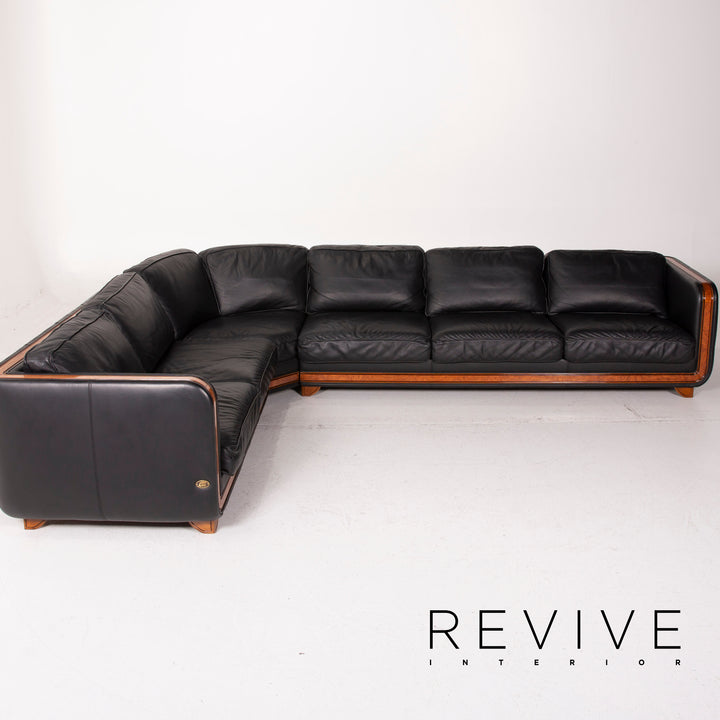 Nieri Leder Sofa Schwarz Ecksofa #14881
