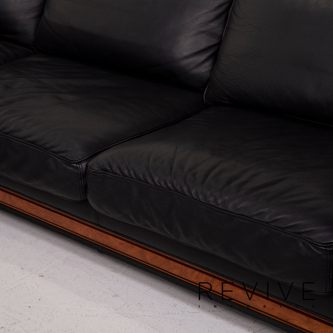 Nieri Leder Sofa Schwarz Ecksofa #14881