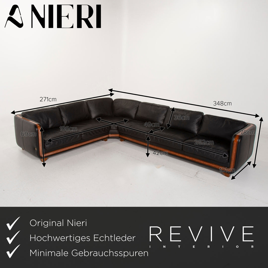 Nieri Leder Sofa Schwarz Ecksofa #14881