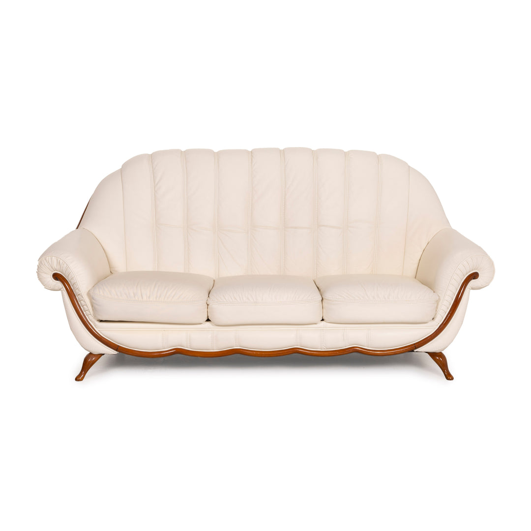 Nieri Leder Sofa Weiß Dreisitzer