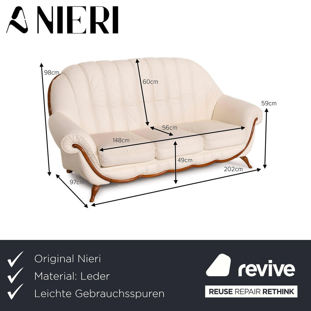 Nieri Leder Sofa Weiß Dreisitzer