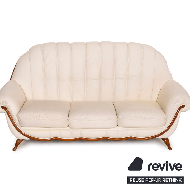 Nieri Leder Sofa Weiß Dreisitzer