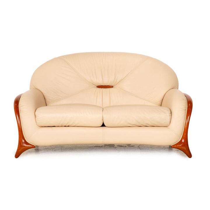Nieri Leder Zweisitzer Beige Sofa Couch