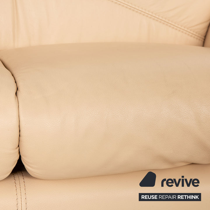 Nieri Leder Zweisitzer Beige Sofa Couch