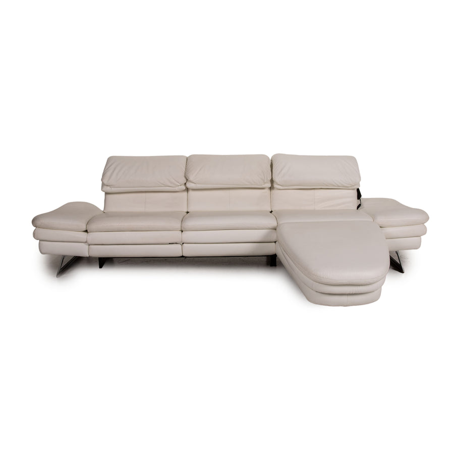 Oelsa San Diego 3850 Canapé d'angle en cuir Blanc Fonction canapé Fonction détente