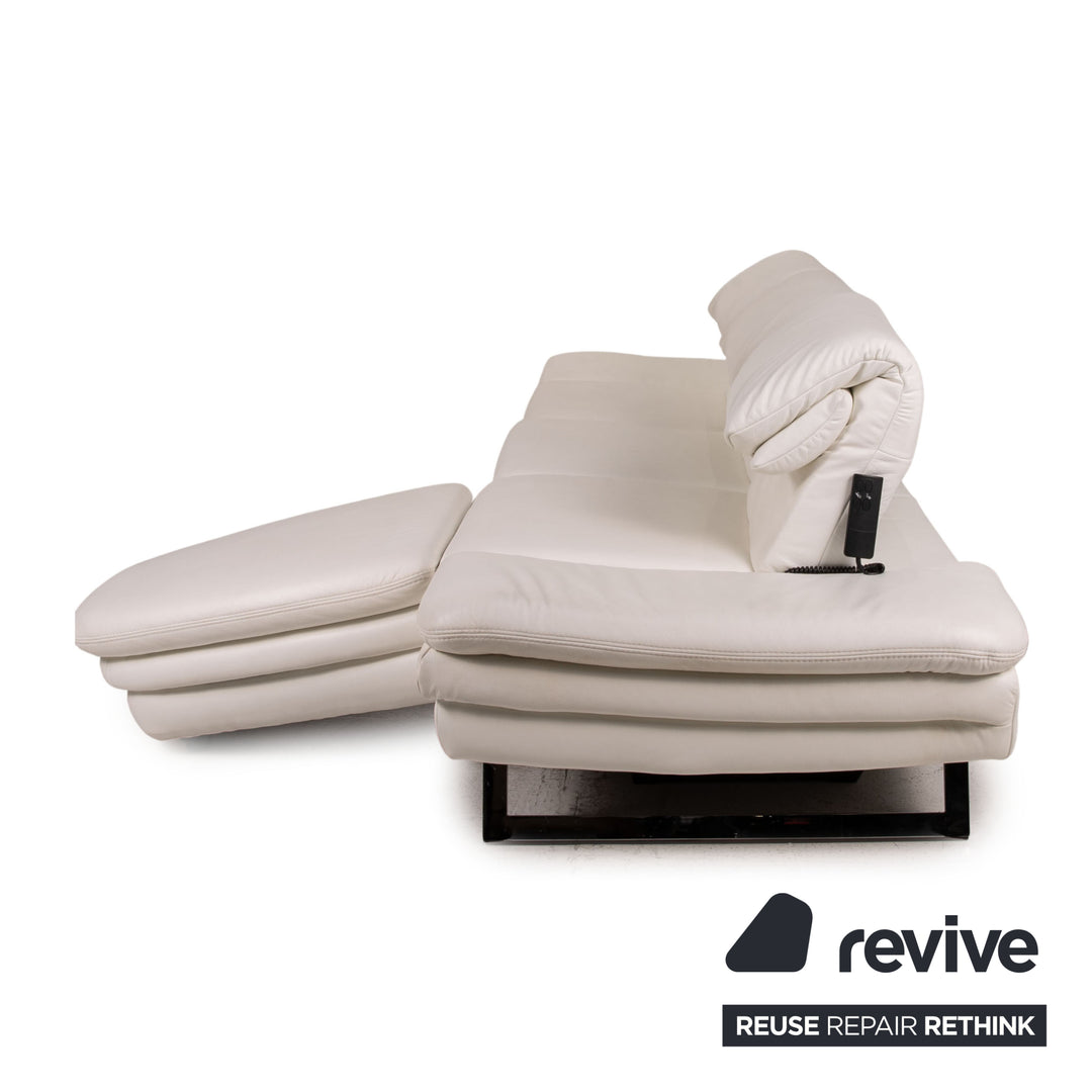 Oelsa San Diego 3850 Canapé d'angle en cuir Blanc Fonction canapé Fonction détente