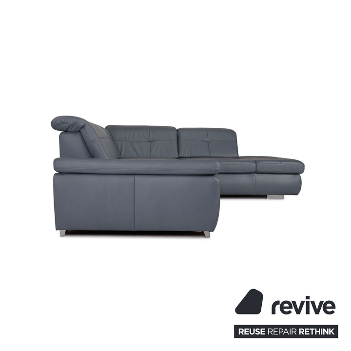 Polipol Leder Ecksofa Blau Sofa Couch Funktion