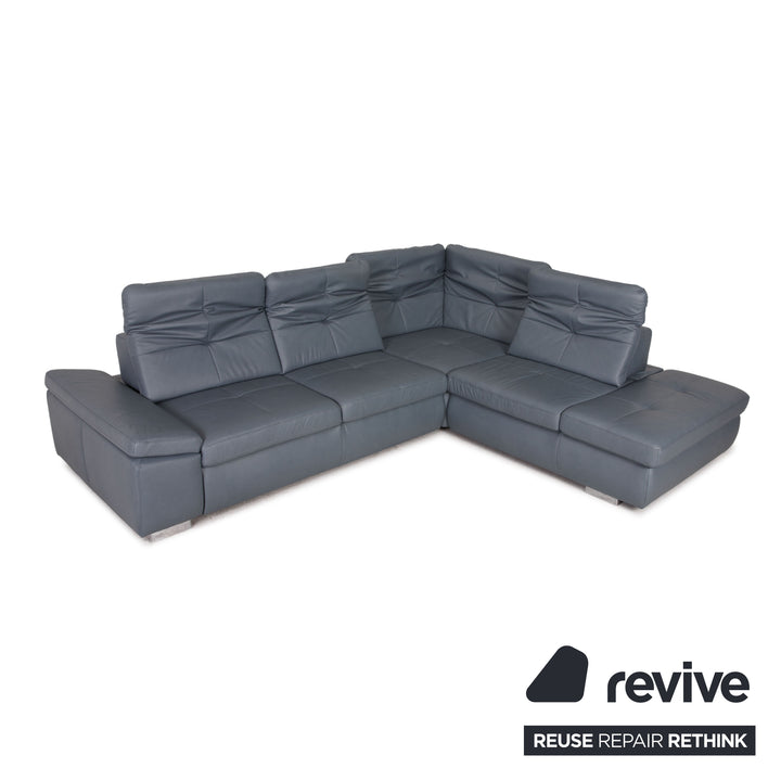 Polipol Leder Ecksofa Blau Sofa Couch Funktion