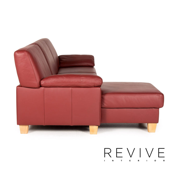 Puro Leder Ecksofa Rot Weinrot Sofa Couch