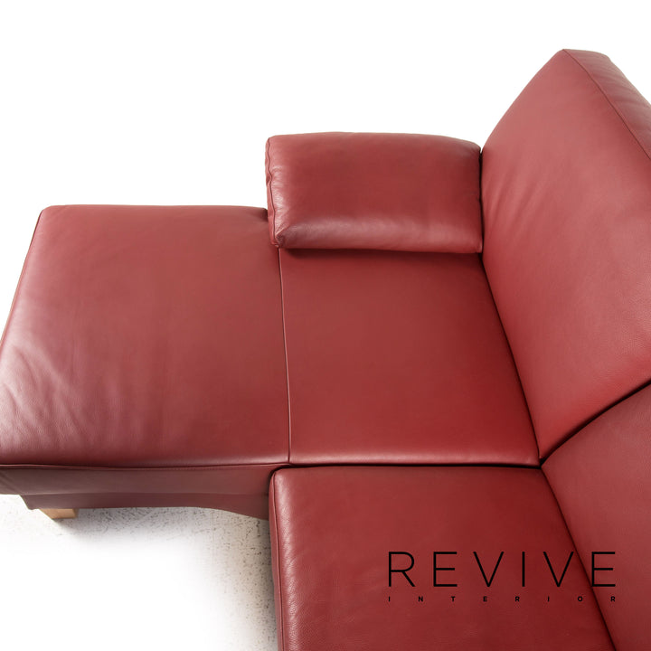 Puro Leder Ecksofa Rot Weinrot Sofa Couch