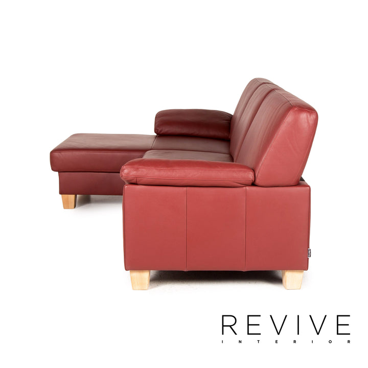 Puro Leder Ecksofa Rot Weinrot Sofa Couch