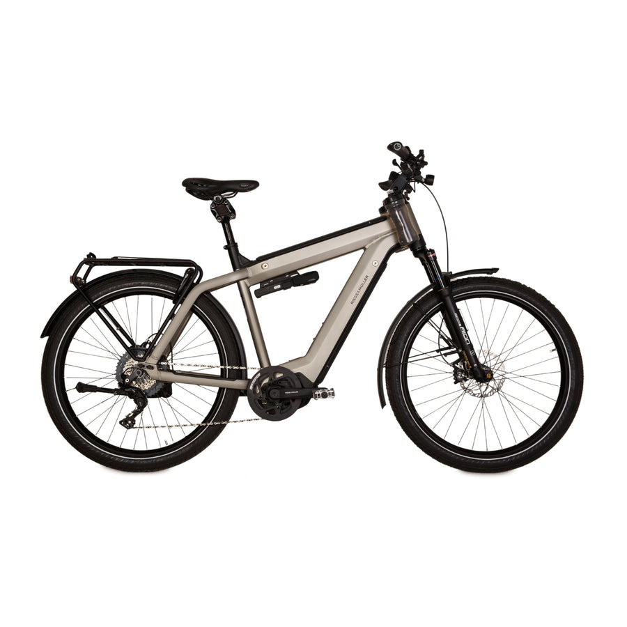 Riese &amp; Müller Supercharger 2 GT Touring 2021 Vélo de randonnée électrique en aluminium argent mat RH 56 Vélo