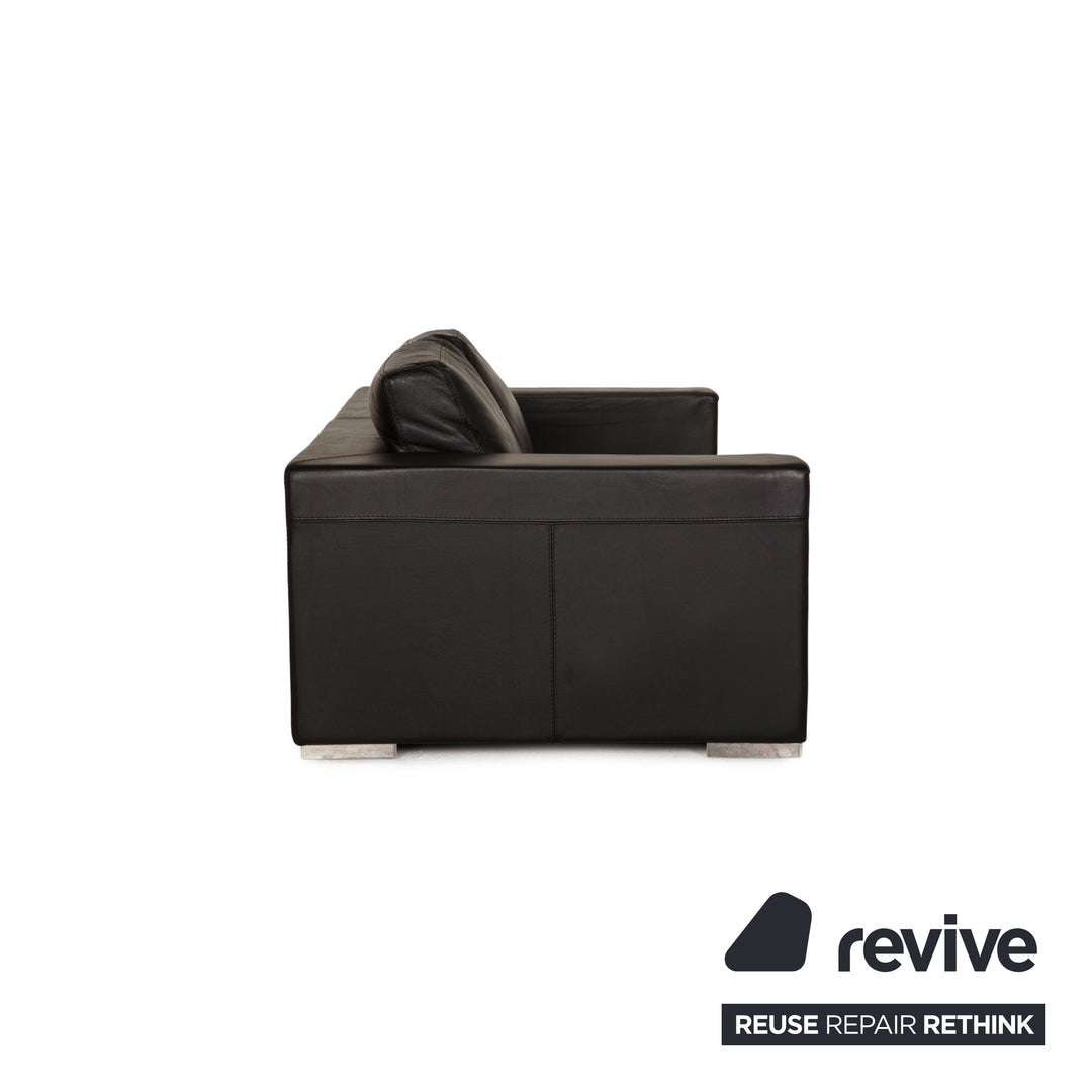 Rivolta FORREST Leder Sofa Schwarz Dreisitzer Couch