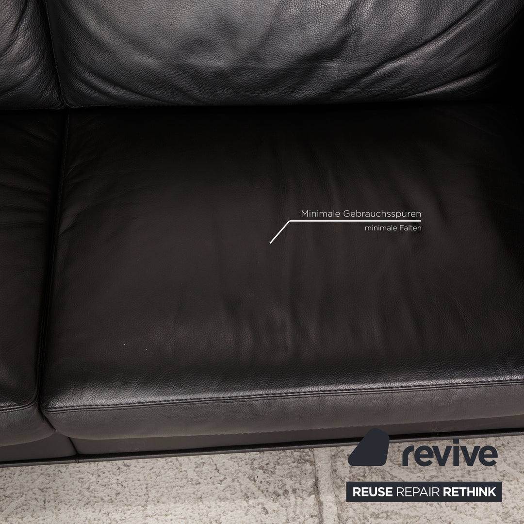 Rivolta FORREST Leder Sofa Schwarz Dreisitzer Couch