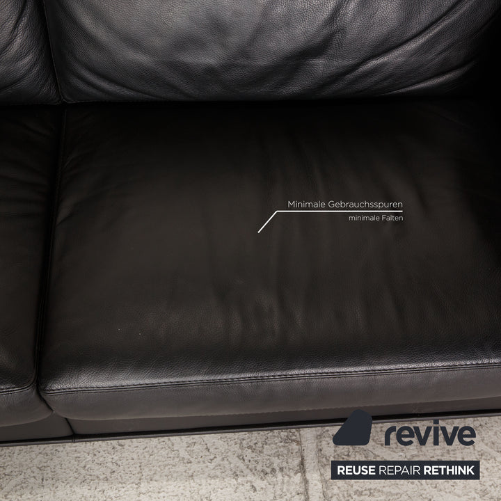 Rivolta FORREST Leder Sofa Schwarz Dreisitzer Couch