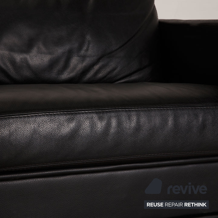 Rivolta FORREST Leder Sofa Schwarz Dreisitzer Couch