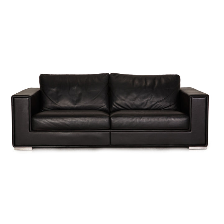 Rivolta FORREST Leder Sofa Schwarz Dreisitzer Couch