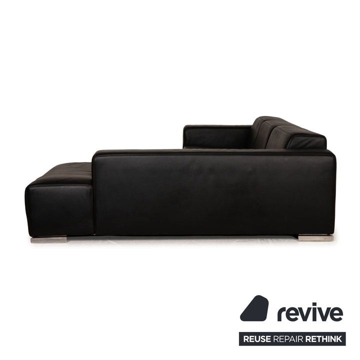 Canapé en cuir Rivolta, canapé d'angle noir