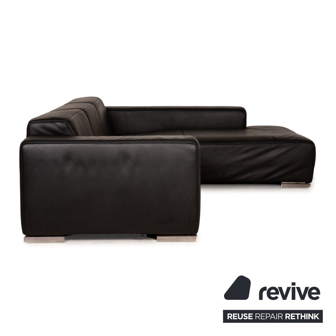 Canapé en cuir Rivolta, canapé d'angle noir