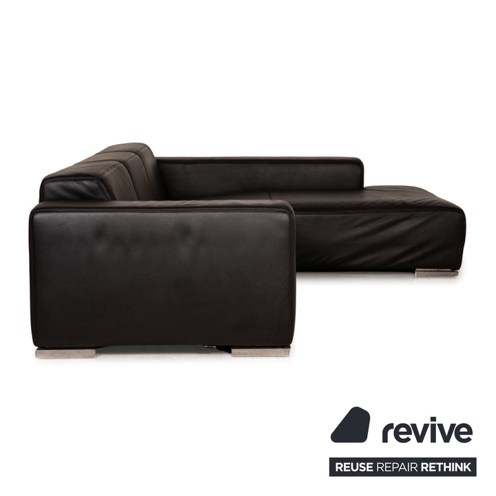 Canapé en cuir Rivolta, canapé d'angle noir