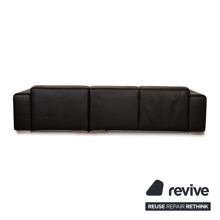 Canapé en cuir Rivolta, canapé d'angle noir