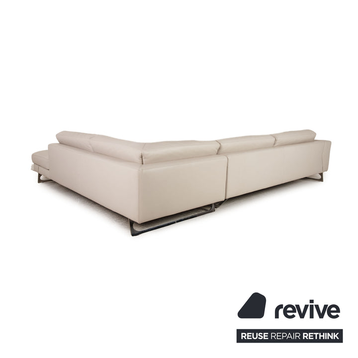 Roche Bobois Leather Sofa Light Gray Corner Sofa Couch