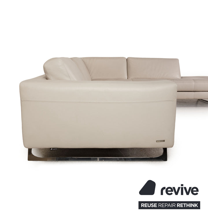 Roche Bobois Leather Sofa Light Gray Corner Sofa Couch