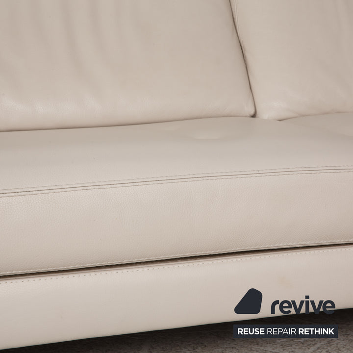 Roche Bobois Leather Sofa Light Gray Corner Sofa Couch