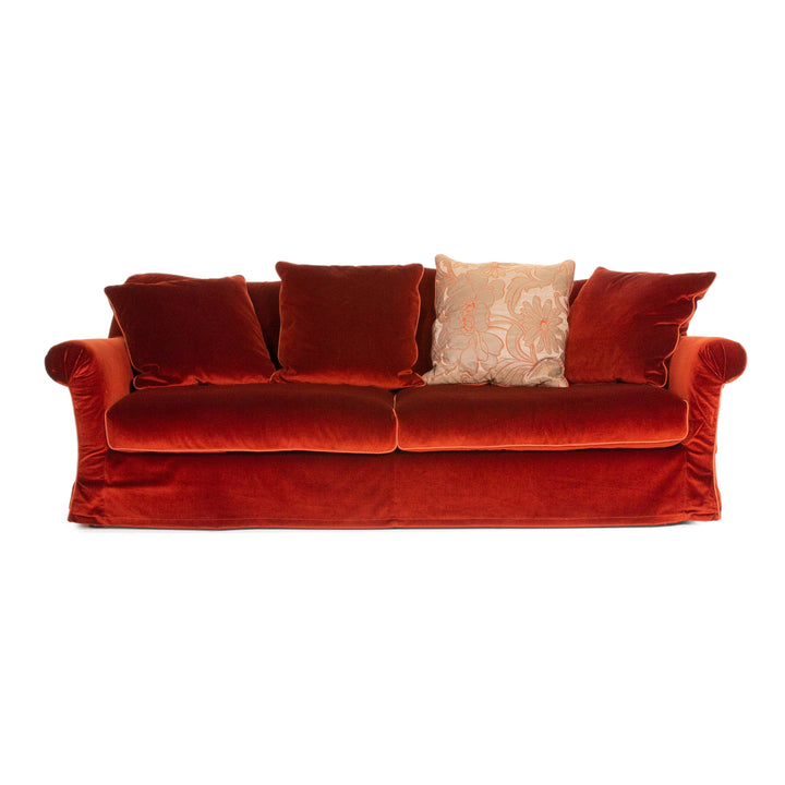 Roche Bobois Samt Stoff Sofa Rot Rotorange Dreisitzer Couch #13873